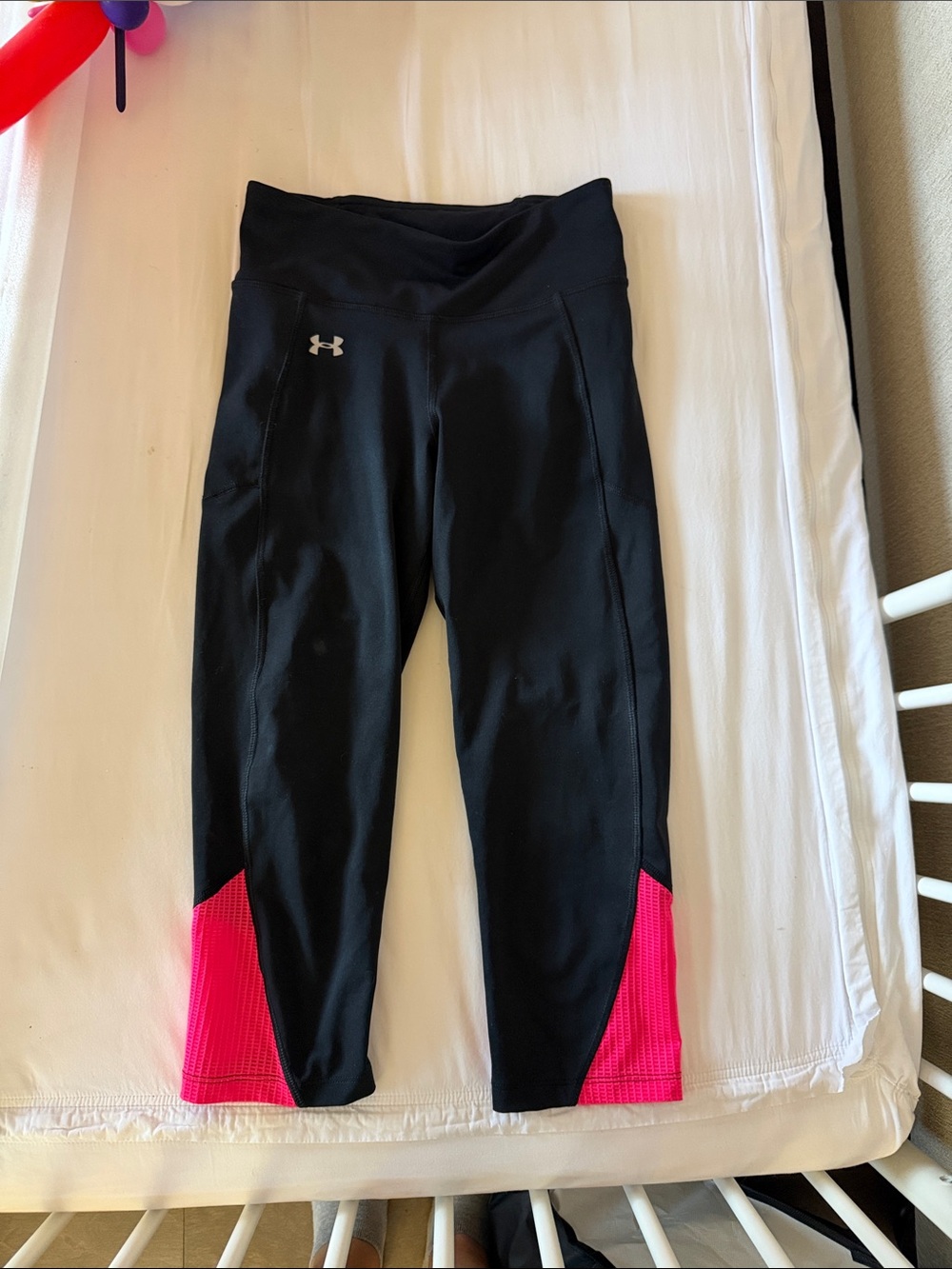 Under Armour Black Capri Leggings with Hot Pink Panels